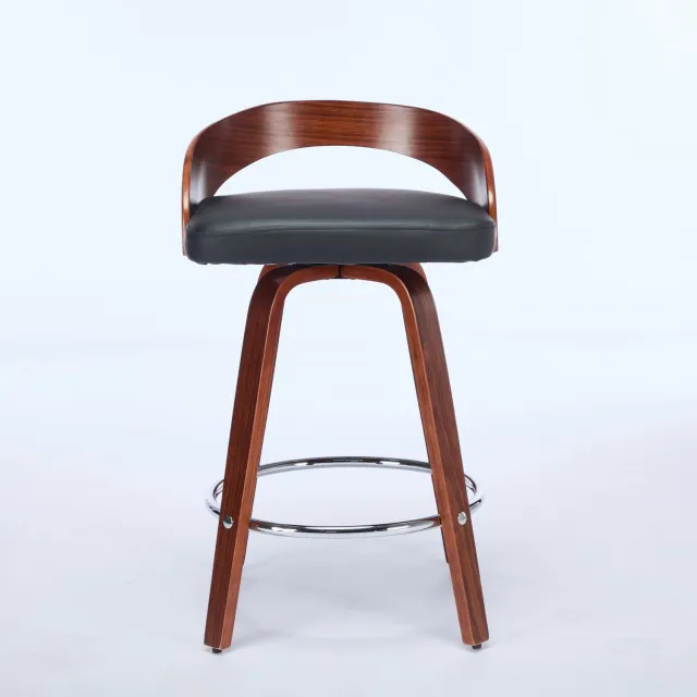 SONNENH Barkrukken set van 2 - Draaibaar, kunstleren zitting en houten onderstel - Zithoogte 63 cm - Zwart / Walnootkleur Zwart | Walnootkleur