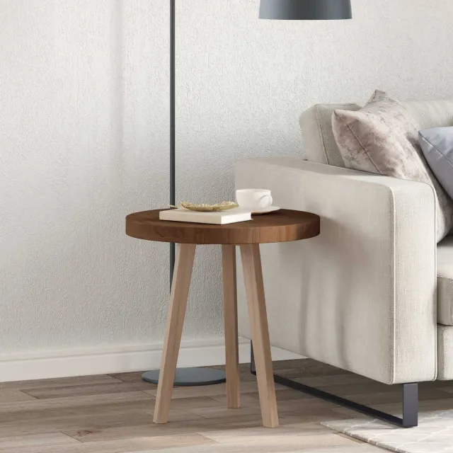 vidaXL Tafelblad Ø 50 x 4 cm Rond Massief Eikenhout Donkerbruin