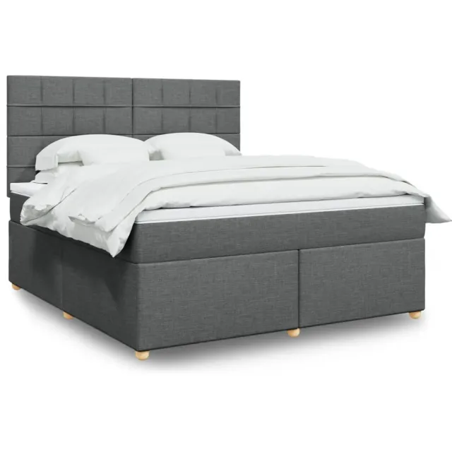 vidaXL Boxspring met matras stof donkergrijs 180x200 cm grijs