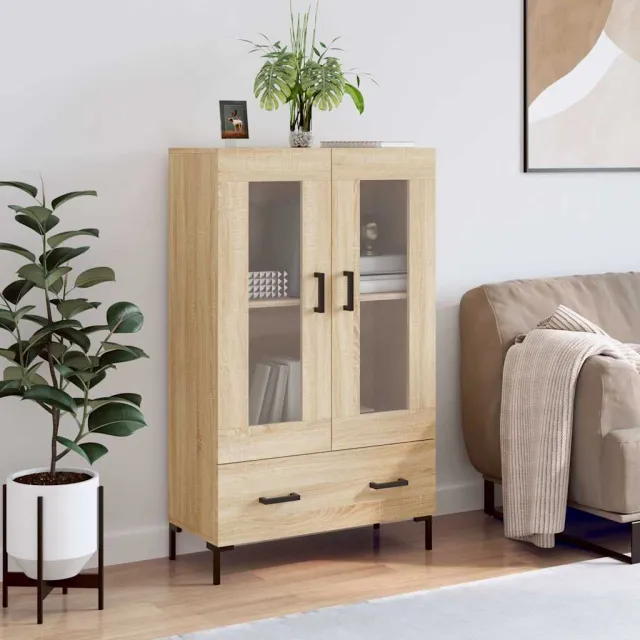 vidaXL Hoge kast 69,5x31x115 cm bewerkt hout sonoma eikenkleurig, foto 2
