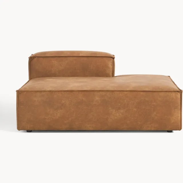 Westwing Collection Leren chaise longue module Lennon Bruin
