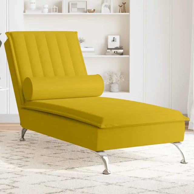 vidaXL Massage chaise longue met bolster fluweel geel
