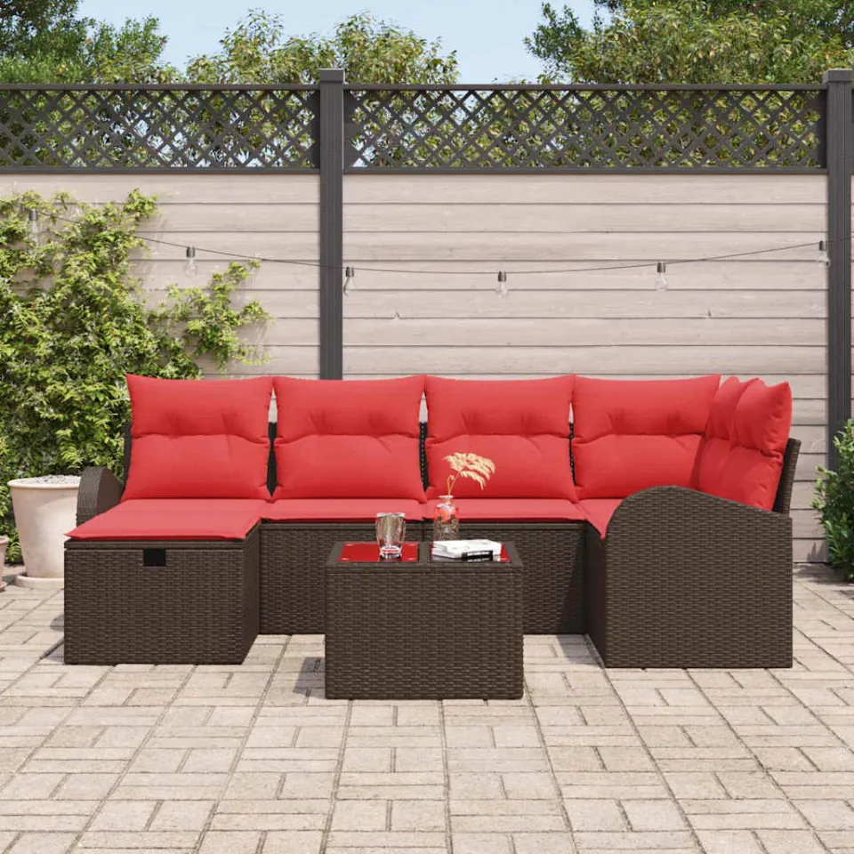 vidaXL Tuin Sofa Set 7 st Bruin poly rattan, foto 3