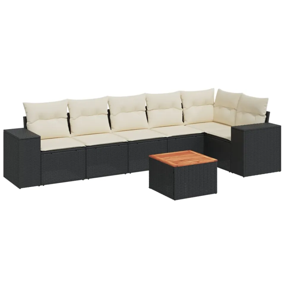 vidaXL Patio Sofa Set 7-zits Black and Cream