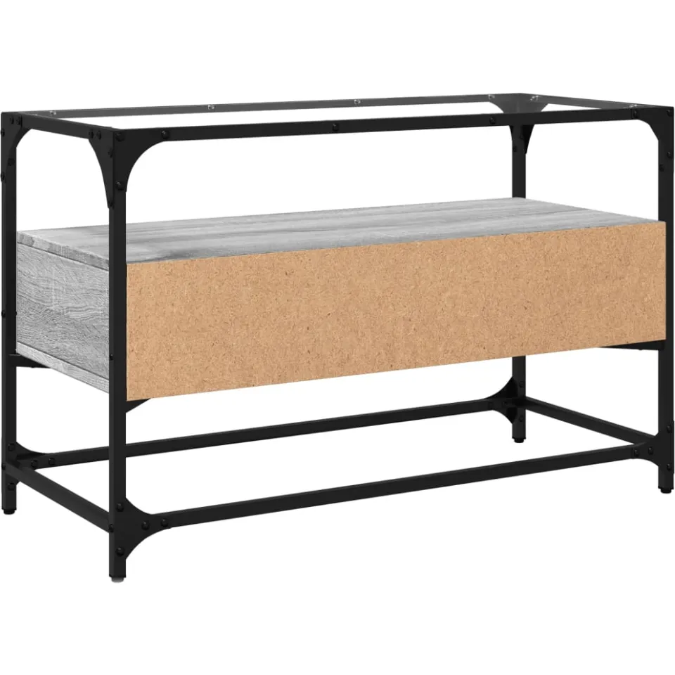 vidaXL Tv-meubel met glazen blad 80x35x51 cm bewerkt hout grijs sonoma, foto 4