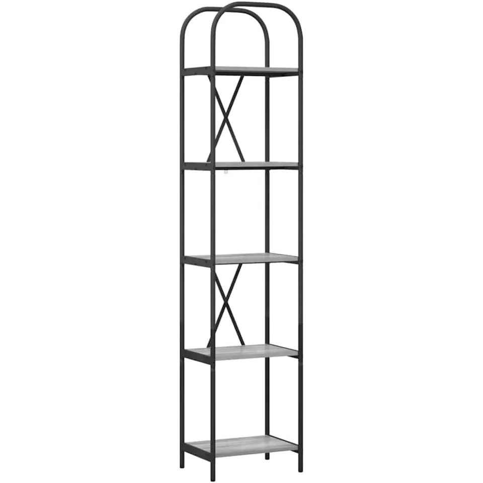 vidaXL Boekenkast 5-laags 40 x 30 x 183 cm Bewerkt hout Grijs Sonoma