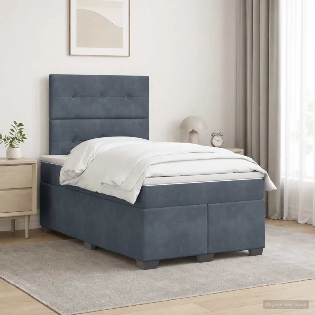 vidaXL Boxspringbed met matras Donkergrijs 120 x 200 cm Fluweel