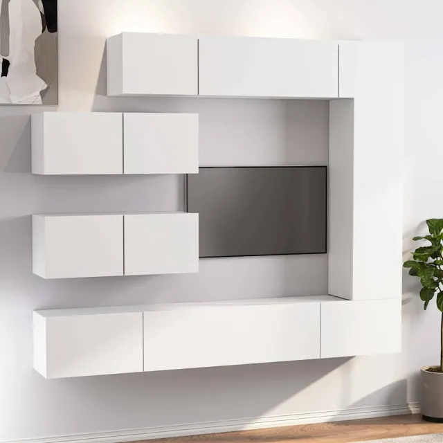vidaXL 7-delige Tv-meubelset bewerkt hout wit