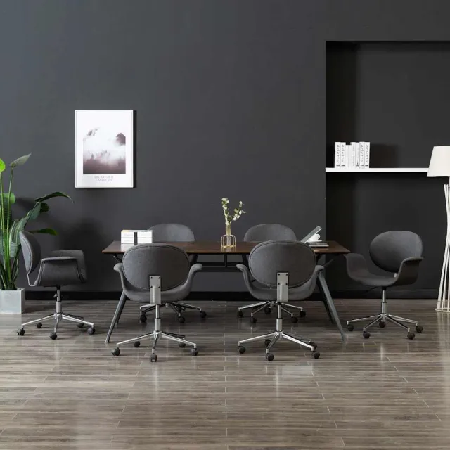 vidaXL Eetkamerstoelen draaibaar 6 st stof grijs, foto 2