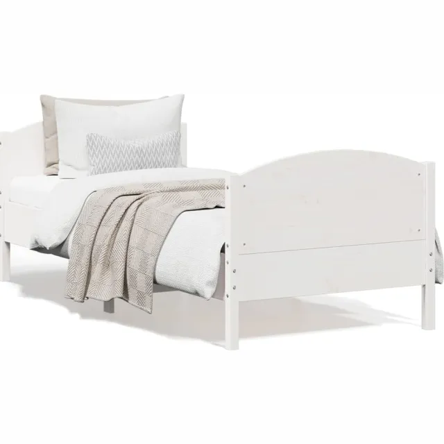 vidaXL Bedframe zonder matras massief grenenhout wit 75x190 cm