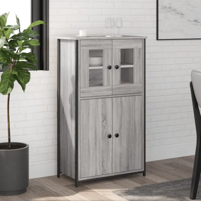vidaXL Hoge kast 62x32x106,5 cm bewerkt hout grijs sonoma, foto 2