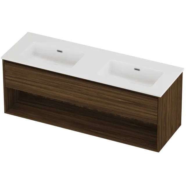 Proline Tribute Badmeubelset Porselein Elegant 140x46x54 cm Glans Wit Cabana Oak Eiken