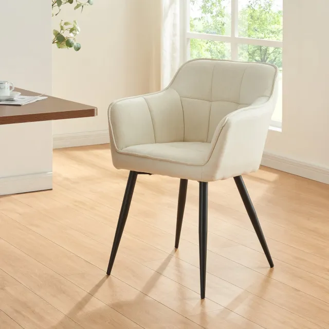 en.casa Eetkamerstoel Birmingham set van 2 fauteuils beige en zwart [en.casa] beige en zwart 2x