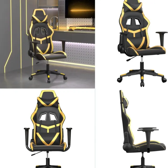 vidaXL Massage - gamestoel - kunstleer - zwart - en - goudkleurig zwart en goud