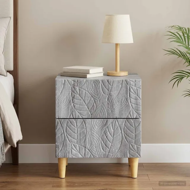 vidaXL Nachtkastje Grijs Sonoma 43 x 34,5 x 48 cm Bewerkt hout, foto 2