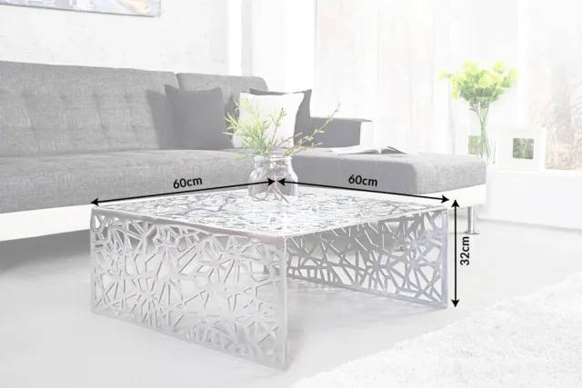 Invicta Interior Handgemaakte salontafel ABSTRACT 60cm aluminium zilverkleurig in Gap design - 35722 Zie omschrijving
