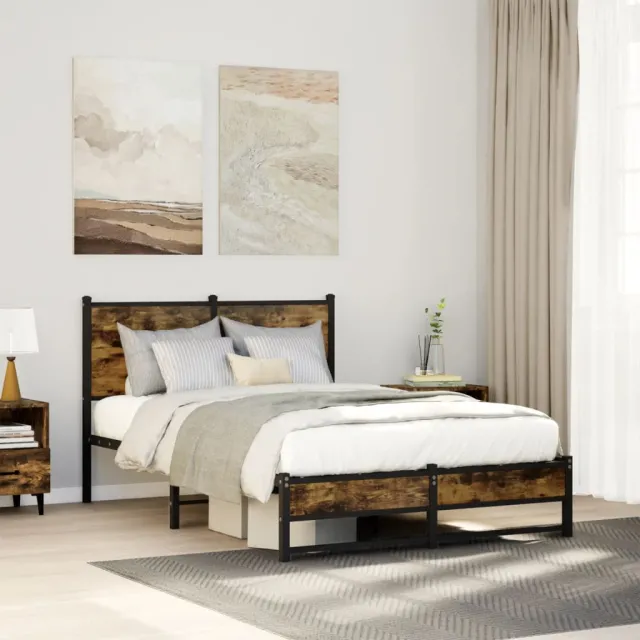 vidaXL Bedframe zonder matras metaal gerookt eikenkleurig 120x190 cm