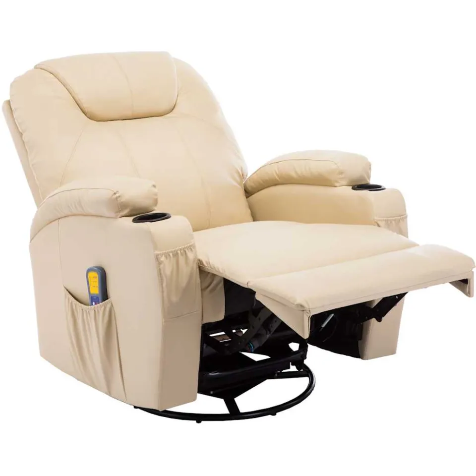 vidaXL Massagestoel schommelend kunstleer crèmekleurig, foto 3