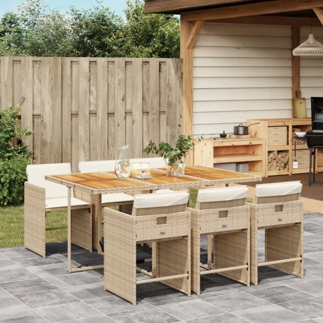 vidaXL 7-delige Tuinset met kussens poly rattan beige, foto 2