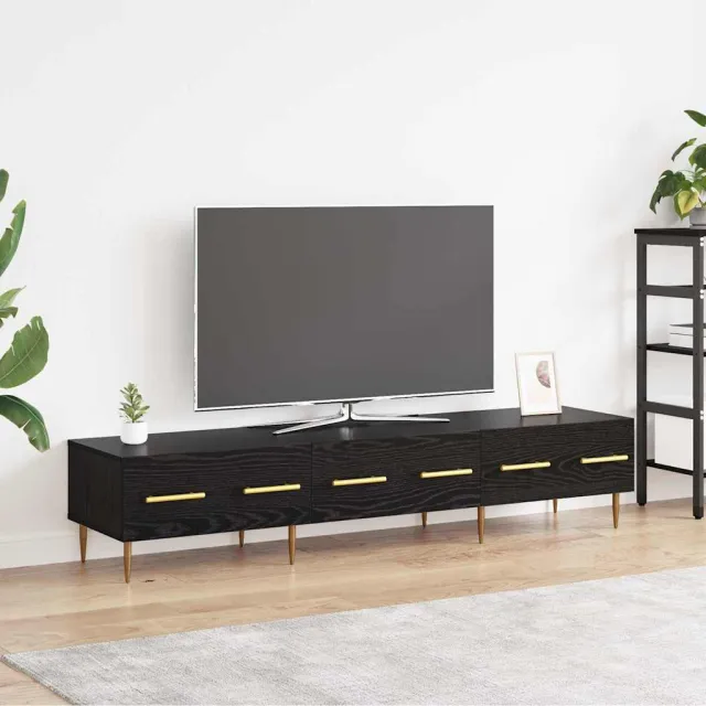 vidaXL TV-kast 150 x 36 x 30 cm Zwart Eiken Bewerkt hout, foto 2