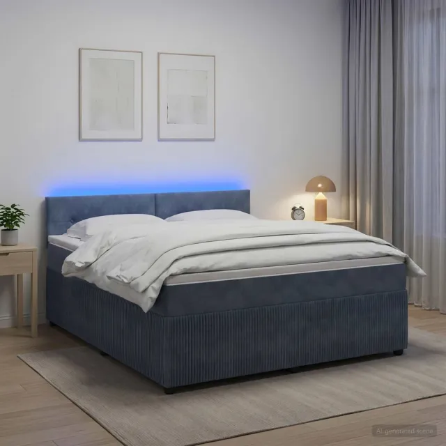 vidaXL Boxspringbed met matras Donkergrijs 140 x 190 cm Fluweel