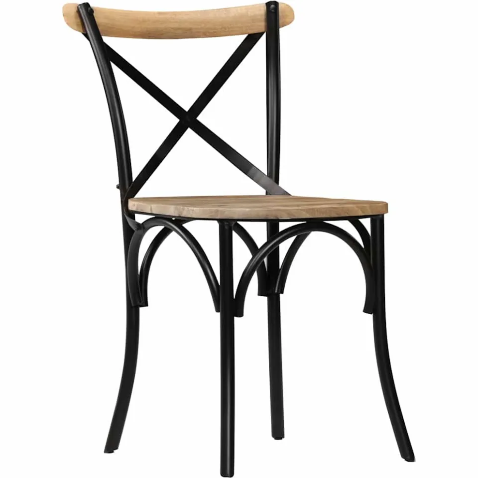 vidaXL Kruisstoelen 6 st massief mangohout zwart, foto 3