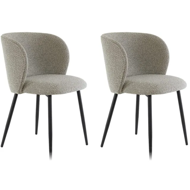 NordXL Eetkamerstoel Elyna boucle grijs | set van 2