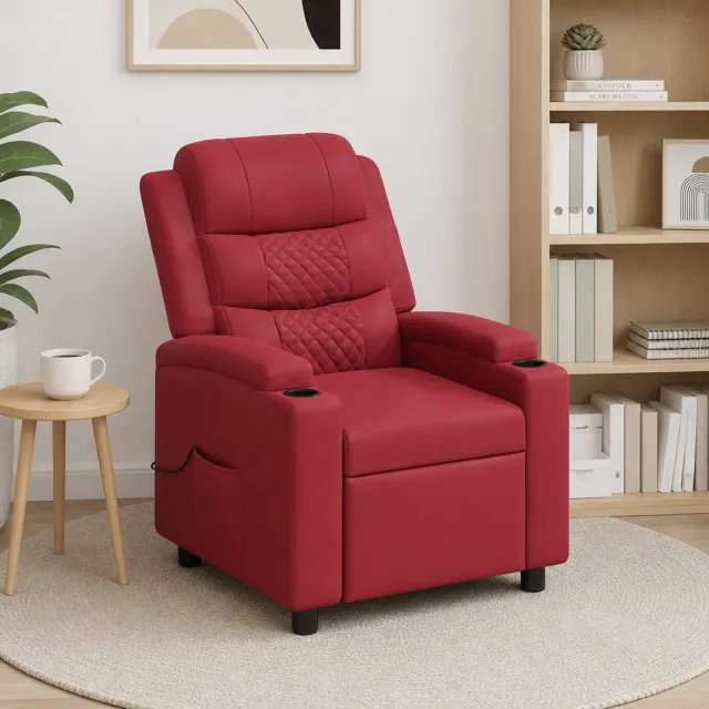 vidaXL Massage-relaxstoel Wijnrood 75 x 93 x 98 cm Stof Bordeauxrood