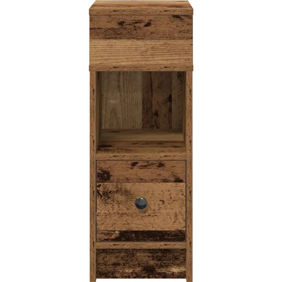 vidaXL Nachtkastje met lade 25x31x66 cm oud houtkleurig bruin, foto 4