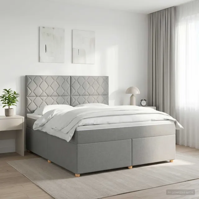 vidaXL Boxspringbed met matras Lichtgrijs 160 x 200 cm Stof