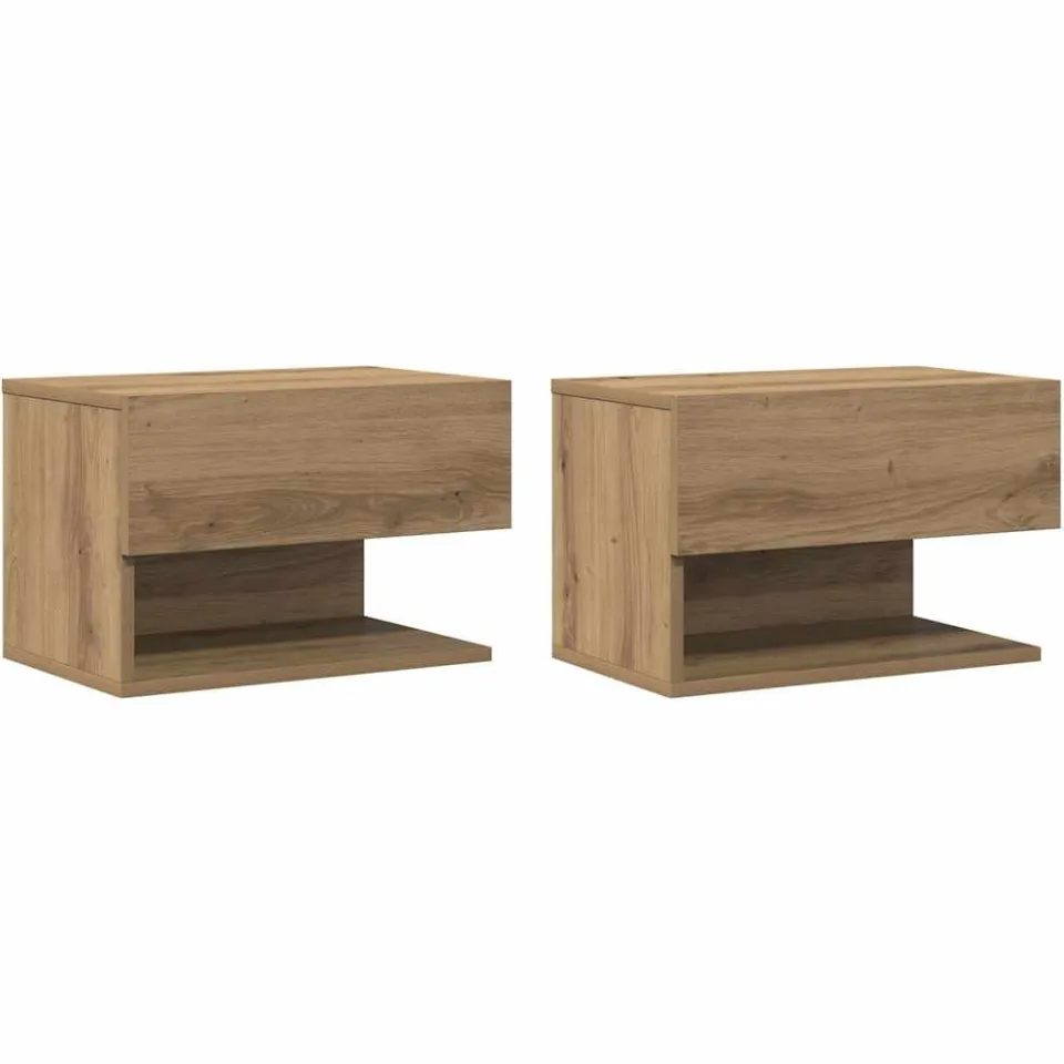 vidaXL Nachtkastjes 2 st wandgemonteerd artisanaal eikenkleur, foto 3