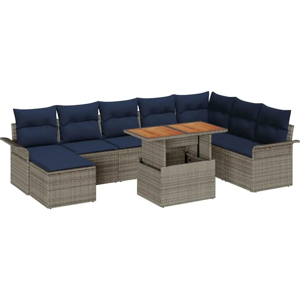 vidaXL Tuin Sofa Set 9 st Grijs Poly riet