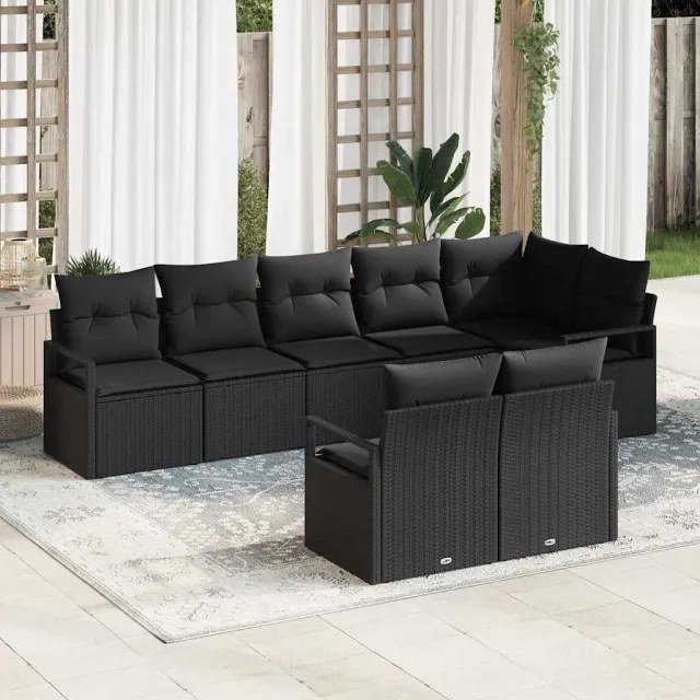 vidaXL Bankstel 8 st Zwart poly rattan, foto 2