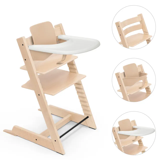Stokke Tripp Trapp bundel kinderstoel met babyset en tafelblad Beige