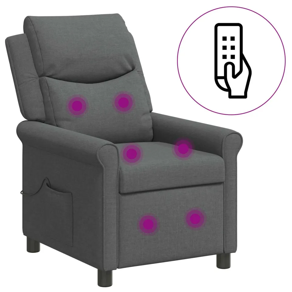 vidaXL Massage-relaxstoel Donkergrijs 69 x 93 x 102 cm Stof, foto 2