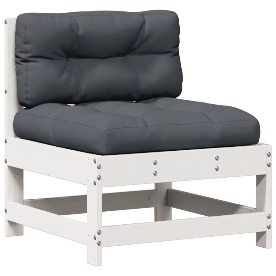 vidaXL 5-delige Loungeset met kussens massief grenenhout wit