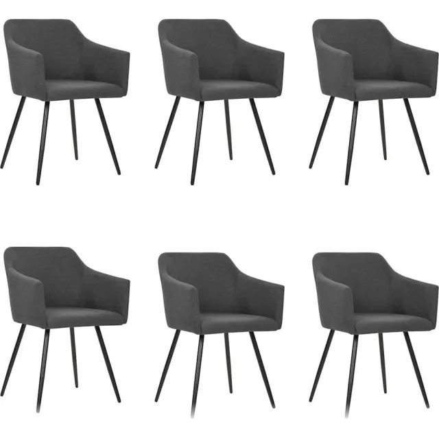 vidaXL Eetkamerstoelen 6 st stof donkergrijs