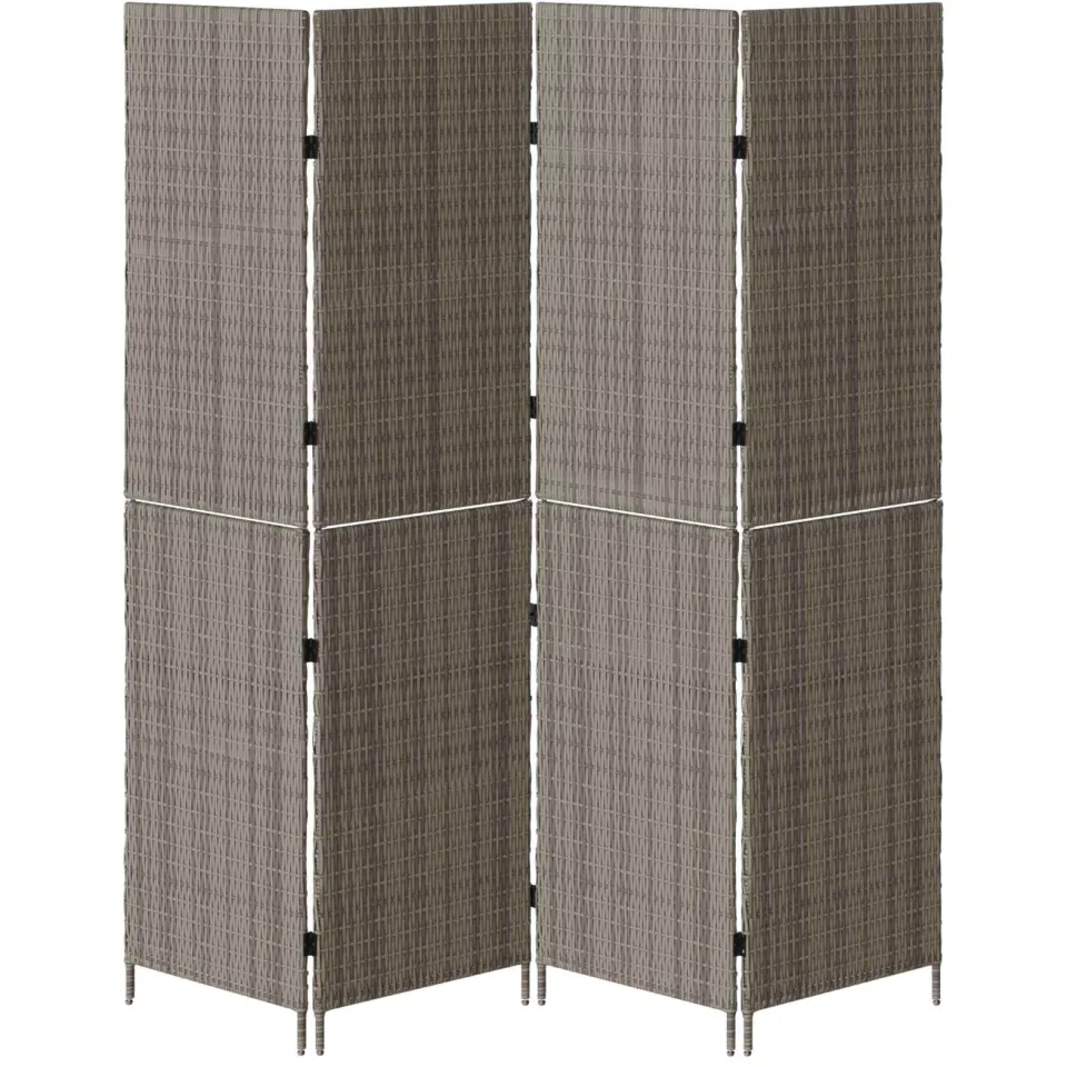 vidaXL Kamerverdeler Grijs 195 x 180 cm poly rattan, foto 3