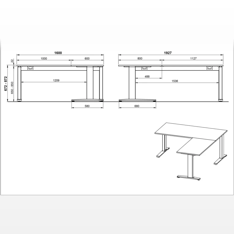 Aanbouwtafel Ergonoma Eiken, foto 6