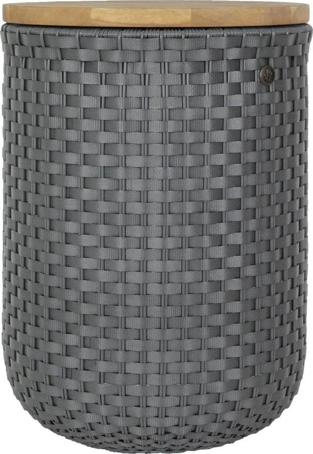 Poef met opbergruimte - Opberger - Opbergpoef - Zitpoef - Krukje - Bijzettafel - Duurzaam - Hand gevlochten - Handed By Halo SIT- donkergrijs - dark grey