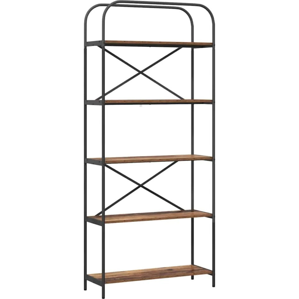 vidaXL Boekenkast 5-laags 80 x 30 x 183 cm Bewerkt hout Oudhout bruin, foto 3