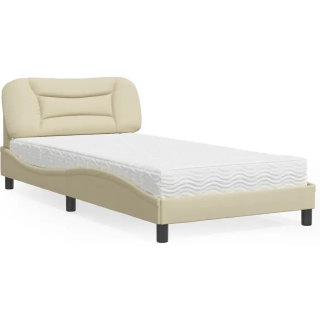 vidaXL Bed met matras "Hvar" stof crèmekleurig 100x200 cm