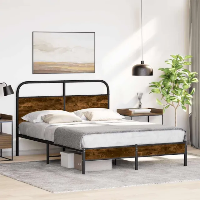 vidaXL Bedframe zonder matras bewerkt hout gerookt eiken 140x190 cm