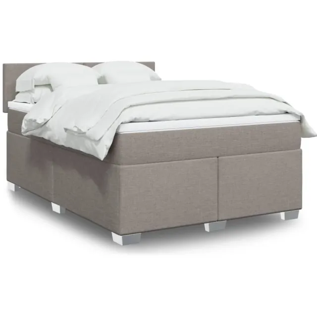 vidaXL Boxspring met matras stof taupe 140x200 cm