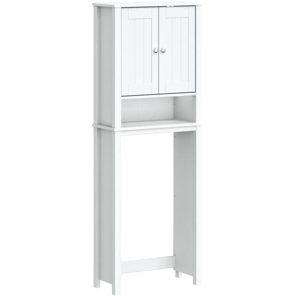 vidaXL Toiletmeubel BERG 60x27x164,5 cm massief hout wit, foto 3