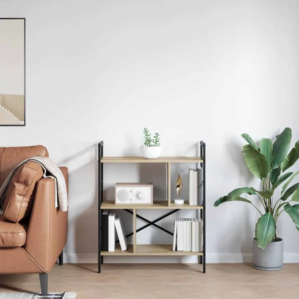 vidaXL Boekenkast 5-laags 75 x 30 x 91 cm Bewerkt hout Sonoma Eiken, foto 4