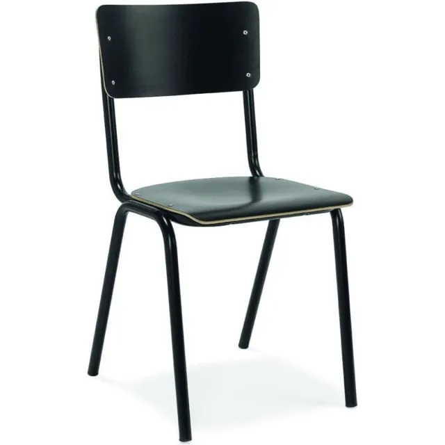 Workliving School Eetkamerstoel - Houten Design Zwart