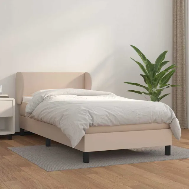 vidaXL Boxspring met matras kunstleer cappuccinokleurig 90x200 cm bruin