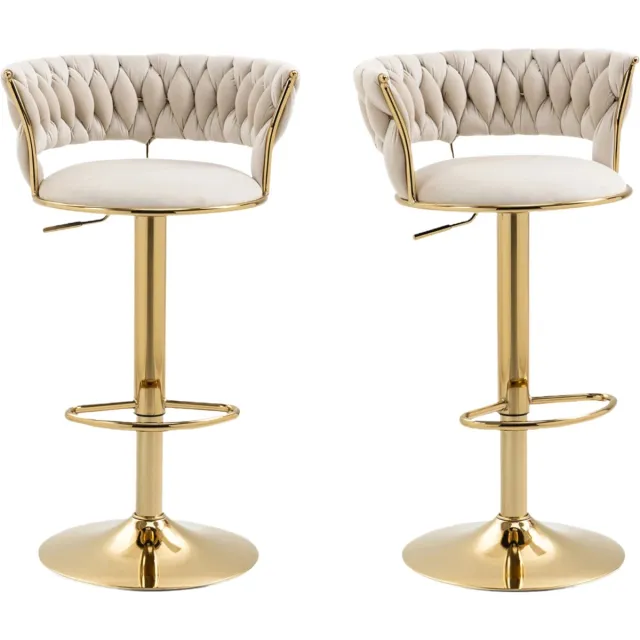Happiq Zitkruk Set van 2 - Verstelbare Hoogte - 360° Draaibare Barstoelen goud