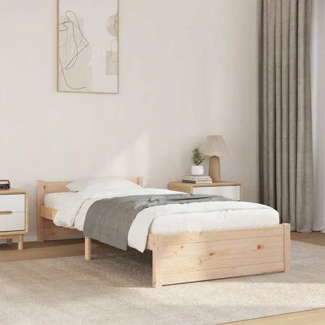 vidaXL Bedframe massief hout 75x190 cm bruin